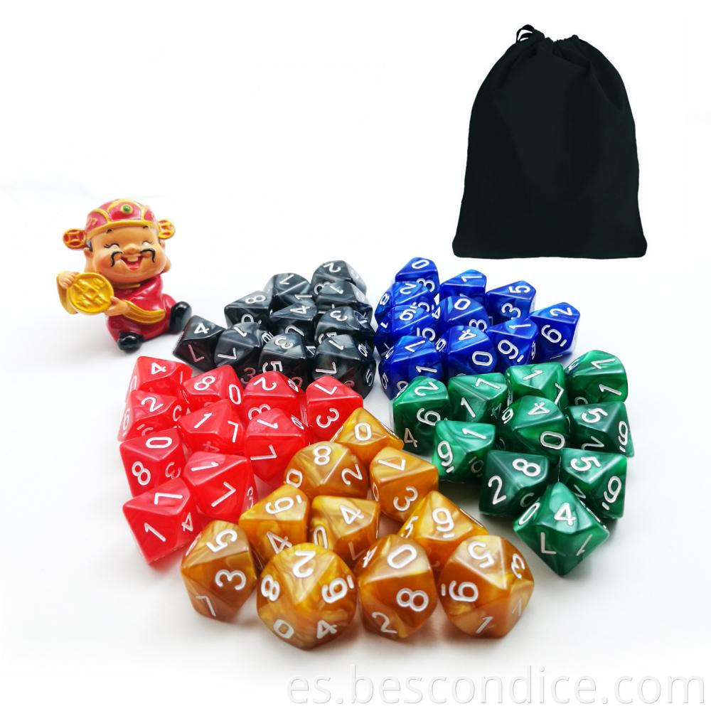 10 Sides Dice Marble Polyhedral D10 Set